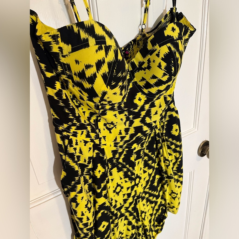 Material Girl Yellow and Black shorts romper - Picture 3 of 9
